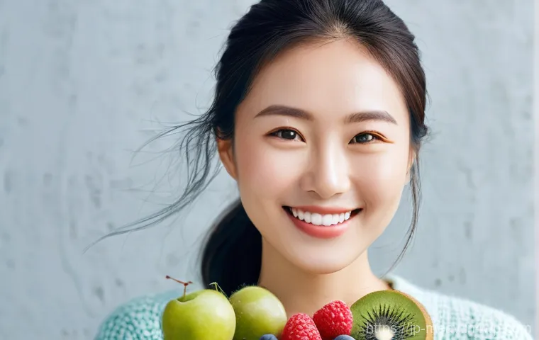 항염증 식단을 통한 면역력 증진 - **Prompt:** A radiant Japanese woman in her late 20s to early 30s, with a bright, genuine smile, loo...